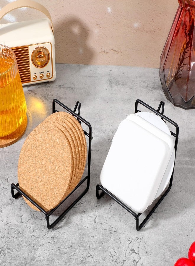 xozeooeu 8 Pack Black Metal Coaster Holders, Stand & Storage Caddy for Round and Square Coasters, Minimalist Design - Image 3